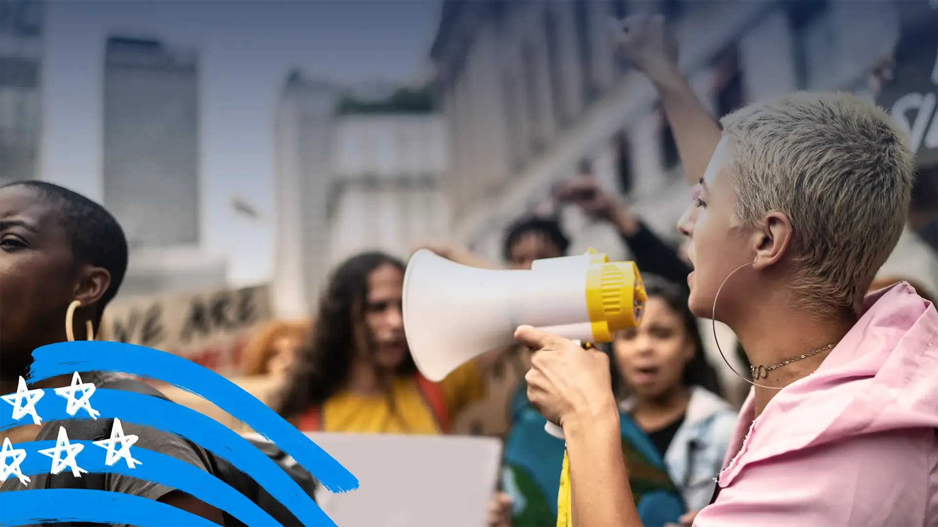 Person with megaphone
